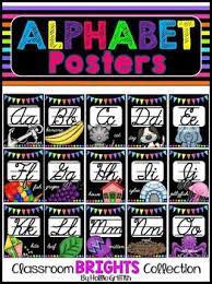Decorate your classroom with a simply adorable alphabet poster. Classroom Brights Alphabet Posters Cursive By Hollie Griffith Tpt