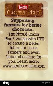 Nestle Cocoa Plan Supporting Farmers For Better Chocolate Information On Packet Of Nestle Milkybar Chocolate Bars Stock Photo Alamy