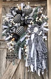 Black And White Wreath Farmhouse Wreath Christmas Wreath Winter Wreath Farmhouse Winter Wreath Christmas Wreaths Farmhouse Wreath