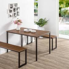 Zinus Louis Modern Studio Collection Soho Dining Table With Two Benches 3 Piece Set Hd Ts 4830 The Home Depot Dining Table Modern Dining Room Set Dining Room Sets