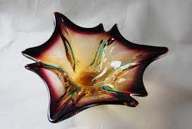 1950s Ji Co Venetian Glass Murano Art Glass Stretch Bowl Midcentury Modern Murano Hand Blown Glass Bowl Blown Glass Bowls Venetian Glass Glass Art