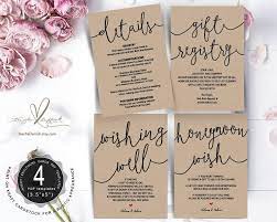 Wedding Insert Cards Pdf Template Instant Download Gift Registry Wedding Invitation Inserts Wedding Invitation Templates Modern Wedding Invitation Wording