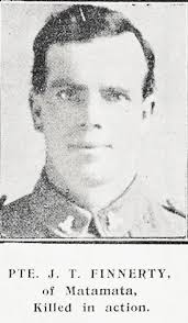 Pte J T Finnerty of Matamata, killed in action