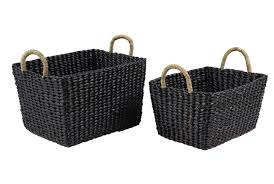 We've got a range of sizes and designs like wicker baskets, felt ones and storage baskets made of lightweight wood. Square Black Wicker Baskets Set Of 2 Living Spaces