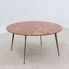 Coffee table in the style of ico parisi with a portuguese pink marble top, 1950s. Vintage Pink Marble Round Coffee Table 1950s 158944