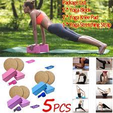 Yoga yoga exercise yoga equipment. 5pcs Yoga Equipment Set Eva Yoga Blocks Cotton Stretching Strap Non Slip Yoga Knee Pad Fitness Exercise Pilates Equipment Kit Wish
