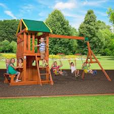 Backyard Discovery Oakmont All Cedar Swing Set 65114com The Home Depot Wooden Swing Set Backyard Playset Cedar Swing Sets