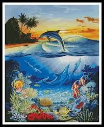A relaxing cross stitch of these beautiful animals. Dolphin Lagoon By Artecy Cross Stitch