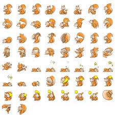 Squirrel Sprite Sheet Pixel Art Characters Squirrel Illustration Kangaroo Drawing