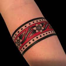 The Tattoo Gods Were With Me With This One And We Got The Stencil On The Second Try I Was Shocked Traditional Tattoo Cuff Tattoos Traditional Tattoo Band