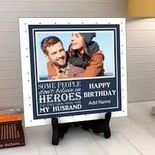 Multipurpose backpack gift for husband. My Husband Is A Hero Personalized Birthday Tile Gift Send Home And Living Gifts Online J11013847 Igp Com