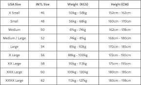 Skin Suit Size Chart Www Bedowntowndaytona Com