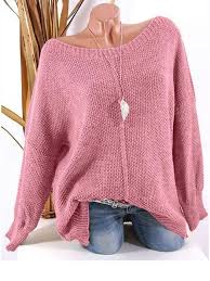 O Neck Long Sleeve Solid Color Sweaters Bol Kazak Triko Orgu
