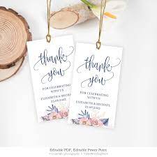 Navy Thank You Tag Template Printable Wedding Favors Gift Tag Editable Wedding Thank You Tag Rustic Thank Instant Download Blush2 Https Etsy Me 2pui8g4 Pa