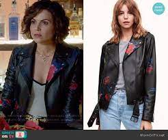 Roni S Floral Leather Jacket On Once Upon A Time Floral Leather Jacket Jackets Leather Jacket