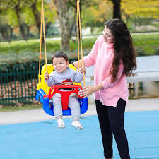 Enwelampi Toddler Swing With Steel Frame 3 In 1 Portable Indoor Outdoor Swing Set Hanging Chair For Baby Kids Children S Gift High Back Chair Seat With Safety Belt Garden Toys Buy Online In
