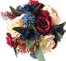 Always on time, farm direct delivery. Amazon Com 17 Piece Wedding Bouquet Package Bridal Bouquets Artificial Silk Flowers Peach Blush Burgundy Navy Blue Wine Flower Bouquet Rosesanddreams Home Kitchen
