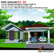 Hitung ini dengan mengalikan jumlah meter dengan 3,2808399 (jumlah kaki dalam satu meter). Design Rumah D1 20 4 Bilik 3 Bilik Air 43 X 64 2178 Kaki Persegi Rekabentukrumah
