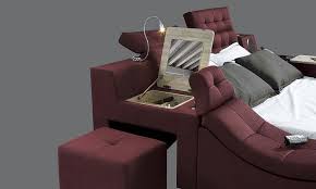 Dream Masajli Bordo Modern Karyola Karyola Modern Kitapliklar