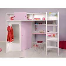 C'est également une solution adoptée dans une chambre d'enfant ou d'ado. Lit Mezzanine Design Rose Et Blanc Avec Rangement Pour Fille