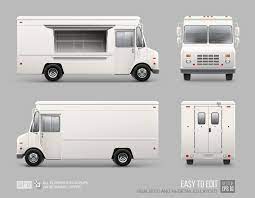 White Food Truck Hidetailed Vector Template Food Truck White Food Trucks