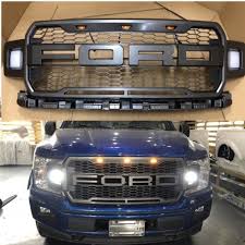 2018 F150 Raptor Style Front Grille Upper Grill For Ford F 150 W Side Led Ford F150 F150 Ford F150 Accessories