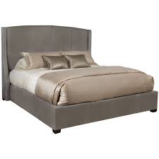 After longing for a wingback bed, gina from the upholstered headboard is evocative of a shell: Bernhardt Interiors Beds King Size Cooper Leather Upholstered Wing Bed Belfort Furniture Upholstered Beds