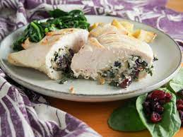 Goat Cheese Stuffed Chicken With Spinach And Cranberries Caroline S Cooking