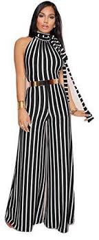 Black And White Striped Romper Pants White Black Striped Wide Leg Jumpsuit Size Uk 12 14 Bargain Price Uk Seller Fashion Clothing Shoes Accessor Stripe Romper Outfit Wide Leg Jumpsuit Fashion