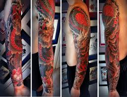Arm Black And Red Dragon Tattoo 28 Colored Full Sleeve Tattoos In 2020 Dragon Sleeve Tattoos Dragon Sleeve Dragon Tattoo
