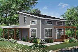 Plan 22444dr Two Bedroom Contemporary Getaway In 2021 Cheap House Plans Drummond House Plans Cottage Plan