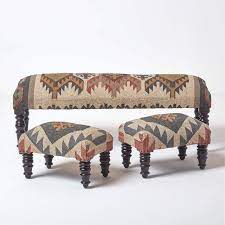 They can be ordered with matte brushed or glossy finish or electrostatic coating or even as solid brass. Homescapes Large Upholstered Kilim Bench With 2 Footstools Nest Of Coffee End Tables Handmade Solid Wood Frame Buy Online In United Arab Emirates At Desertcart Ae Productid 48567557