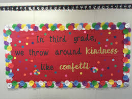 Throw Kindness Around Like Confetti Bulletin Board This Year I Tried To Think Outside The Kindergarten Classroom Decor Classroom Themes Soft Board Decoration