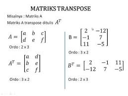 Pelajari contoh soal matriks dan kerjakan latihan soalnya. Transpose Matriks