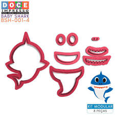 Cortador Pasta Americana Festa Baby Shark Modular Em Pe Tubarao Doce Impresso Cortador De Massas Magazine Luiza