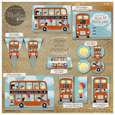 London Double Decker Bus Printable Party Package Etsy Party Invitations Printable Retro Printables Party Printables