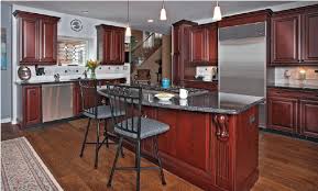 The other is white matching with the white ceiling and backsplash. What Is A Transitional Kitchen Cherry Cabinets Kitchen Kitchen Cabinet Styles Beautiful Kitchen Cabinets