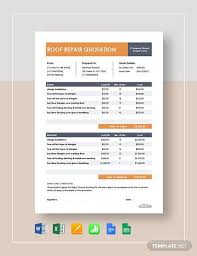 Free Roof Repair Quotation Template Download 1 Quotations In Microsoft Word Excel Apple Pages Numbers Google Docs Sheets In 2020 Roof Repair Quotations Sales Quotation