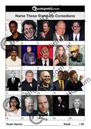 A comedian is one who entertains through comedy, such as jokes and other forms of humour. Famous Faces 021 Stand Up Comedians Quiznighthq