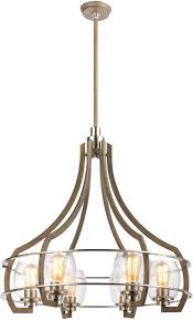 Elk Lighting 46425 6 Chandelier Elk Lighting Bixler 6 Light Chandelier In Light Wood With Seedy Glass 46425 6