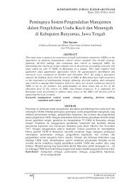 Maybe you would like to learn more about one of these? Pdf Pentingnya Sistem Pengendalian Manajemen Dalam Pengelolaan Usaha Kecil Dan Menengah Di Kabupaten Banyumas Jawa Tengah