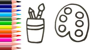 40+ paint brushes coloring pages for printing and coloring. Palette And Paint Brush Coloring Page For Kids Coloring Book For Kids Youtube