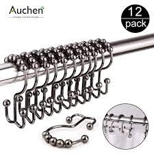 If you're using hooks that have some sort of decoration or embellishment, make sure the decoration side is facing out into the bathroom, not inward facing the shower. Auchen New Upgraded Set Of 12 Shower Curtain Hooks Stainless Steel Metal Double Curtain Rings For Shower Rods Curtains Premium 18 8 Stainless Steel Double Hooks With Easy Glide Rollers Bronze Walmart Com Walmart Com