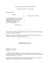 IN THE UNITED STATES DISTRICT COURT FOR THE DISTRICT OF DELAWARE GERALD  BOYCE, ) Petitioner, ) CLAIRE DEMATTEIS, Commissioner, )
