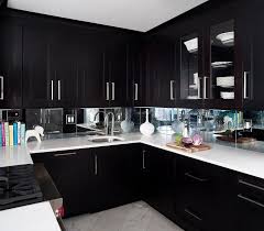 Espresso Kitchen Cabinets With Mirrored Backsplash Contemporary Kitchen Espresso Kitchen Cabinets Kitchen Design Kitchen Layout