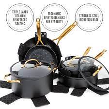 Thyme Table Non Stick 12 Piece Gold Pots And Pans Cookware Set Walmart Com Pots And Pans Cookware Set Pots And Pans Sets