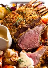 Bursting with herby favours and juicy tomatoes! Rosemary Crumbed Rack Of Lamb Recipetin Eats