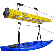 Installing a lift that is poorly made or manufactured for the wrong size vehicle introduces risks to you and your vehicle. Raxgo Ceiling Garage Storage Hoist System Pack Of 2 Overhead Rack Lifts For Hanging Kayaks Bicycles Tools Other Large Items Heavy Duty Bracket Pulley Ropes Hardware Total 121 Lb Capacity Target