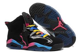 Womens Air Jordan 6 Rainbow Black Pink Blue Nike Sneakers
