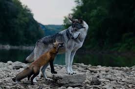 Nayeli The Wolfdog And Freya The Fox Are Two Rescue Animals Living At A Wildlife Sanctuary With Their Human Mom And Dad Nayeli Wolf Dog Animal Rescue Animals